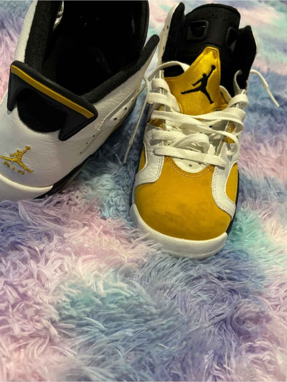 Kids' Retro Basketball Shoes - Yellow/White